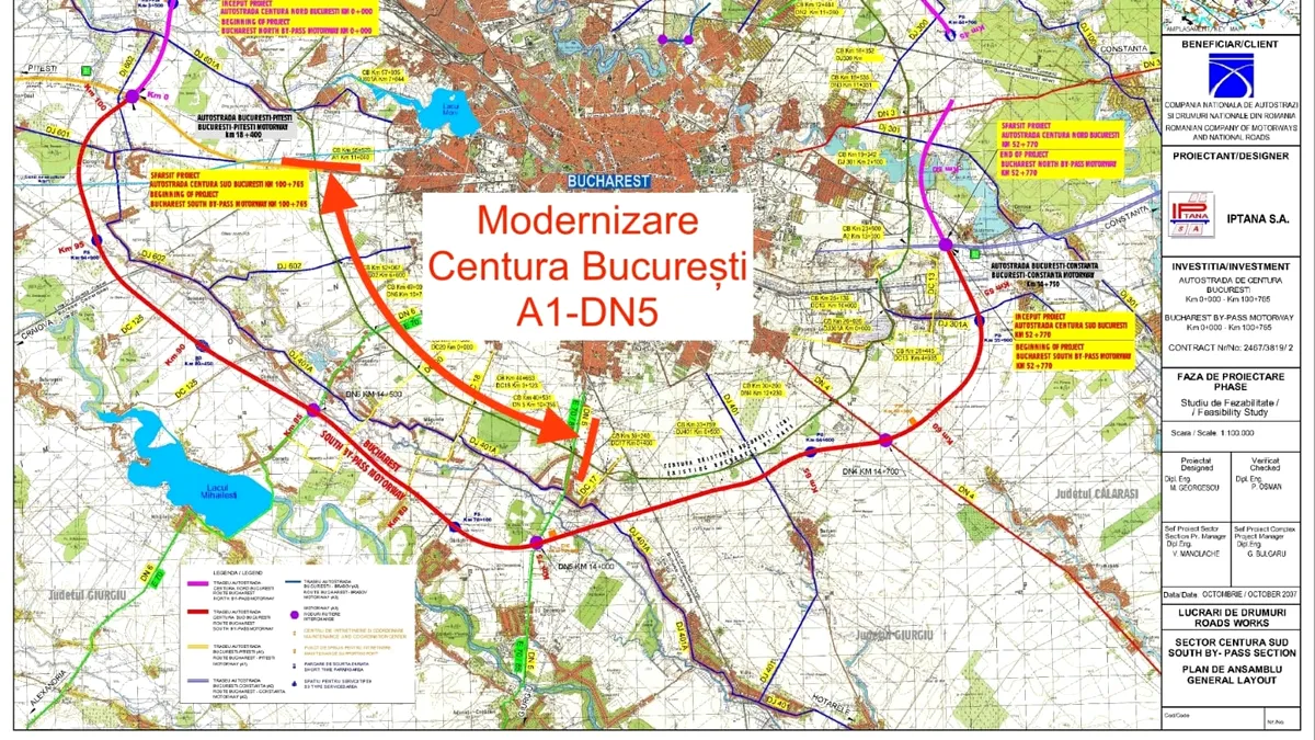 CNAIR: Opt oferte depuse pentru proiectarea şi execuţia loturilor 1 şi 2 din Centura Sud Bucureşti, între A1 şi DN5