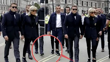 Sfidare pe față la adresa monarhiei? Președintele Macron și soția au dat târcoale Londrei în adidași (FOTO)
