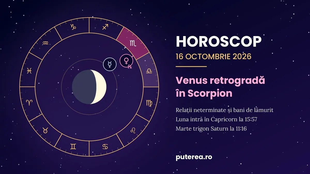 Horoscop 16 octombrie 2026. Relațiile neterminate și banii nelămuriți revin în prim-plan pentru aceste zodii