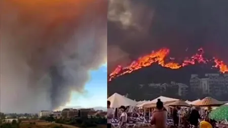 Români prinși într-un incendiu de vegetație amplu în Kusadasi - Turcia