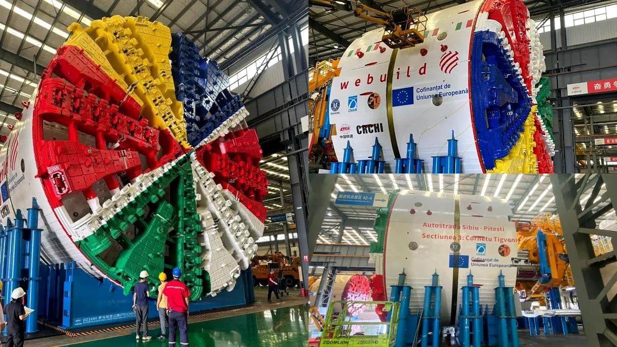 A ajuns în țară „uriașul“ de peste 3.000 de tone care va străpunge Carpații pentru cel mai lung tunel de autostradă (VIDEO)