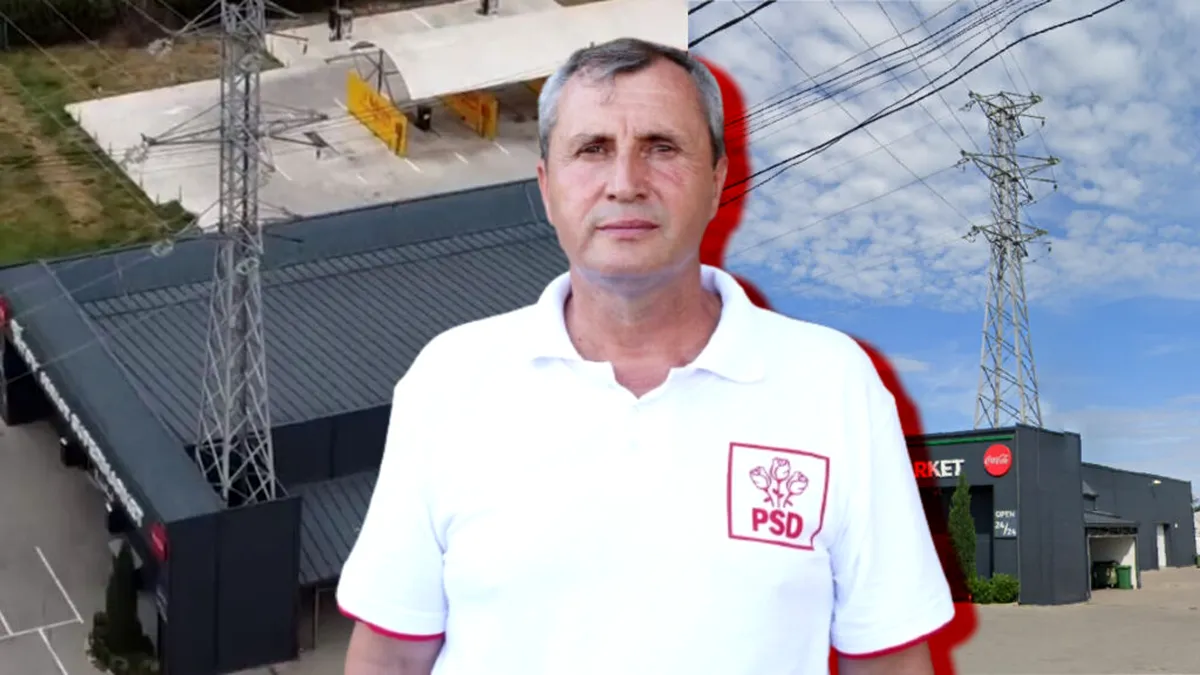 Fiul unui primar din Buzău și-a construit supermarket în jurul unui stâlp de înaltă tensiune