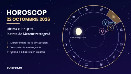 Horoscop 22 octombrie 2026: ce aduce ziua pentru fiecare zodie