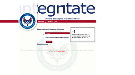 Consultarea declarațiilor de avere și de interese pe site-ul ANI, blocată