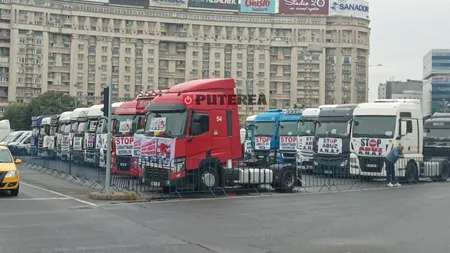 Protest al marilor transportatori în Piața Victoria. Principalele nemulțumiri (galerie foto)