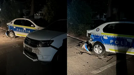 Beat și hotărât. Un șofer a ajuns direct în curtea Poliției, după ce a distrus bariera și 6 mașini