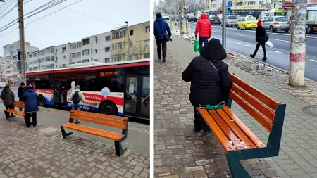 Dorel lovește din nou! Bănci montate pe dos în stațiile de autobuz