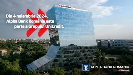 Alpha Bank România va fuziona cu UniCredit Bank România, creând al treilea grup bancar din țară ca mărime