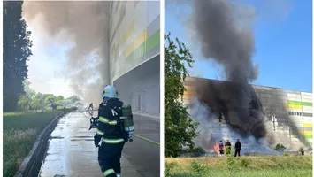 Incendiu în ajun de inaugurare la un mall din Arad. Muncitorii au fost blocați pe acoperiș (Video)